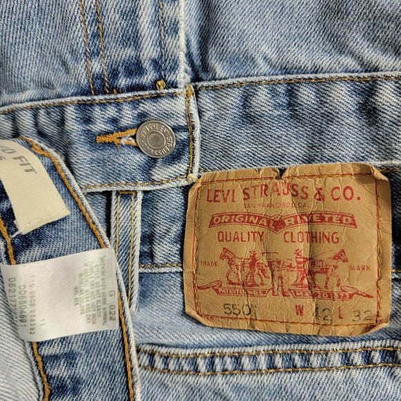 Vintage Levis 550 Jeans Mens 40x30* Blue Relaxed Straight Leg Black Bat Wing Tag - Picture 12 of 12